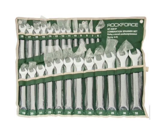 Набор комбинированных ключей 6-32мм 26 предметов на полотне ROCKFORCE RF-5261P 