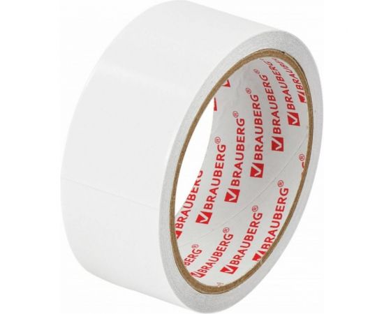 Двухсторонняя клейкая лента BRAUBERG 38 мм х 8 м, тонкая основа полипропилен, 90 микрон 600483 