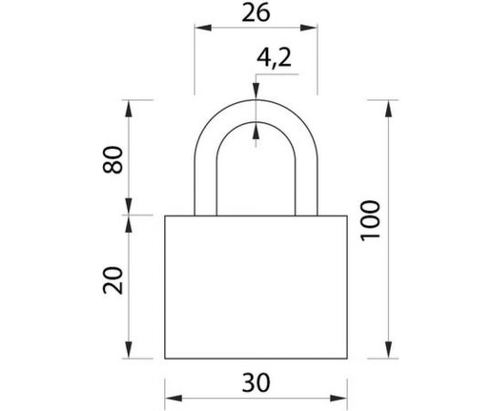 Навесной замок ТУНДРА тип 1, 32x70 мм, 3 ключа 754868 – изображение 2