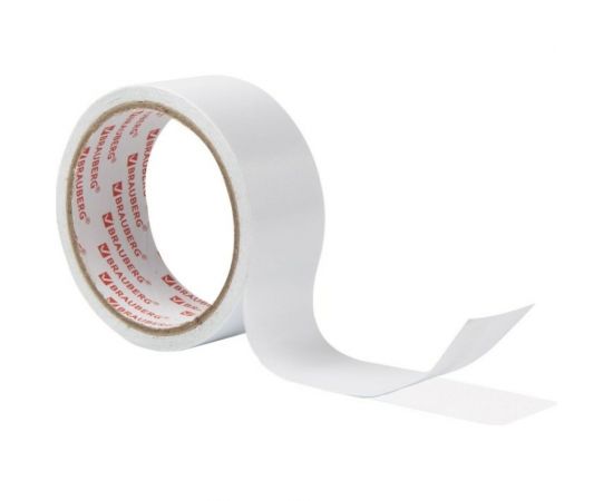 Двухсторонняя клейкая лента BRAUBERG 38 мм х 8 м, тонкая основа полипропилен, 90 микрон 600483 – изображение 2