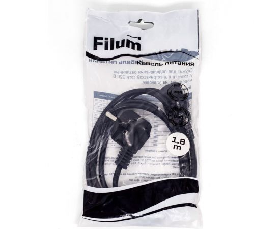 Кабель питания Filum cee 7/7-с13, 3x0.5мм?, 220в, 6a, чёрный, 1.8м FL-PC6-EU-C13-1.8M – изображение 2