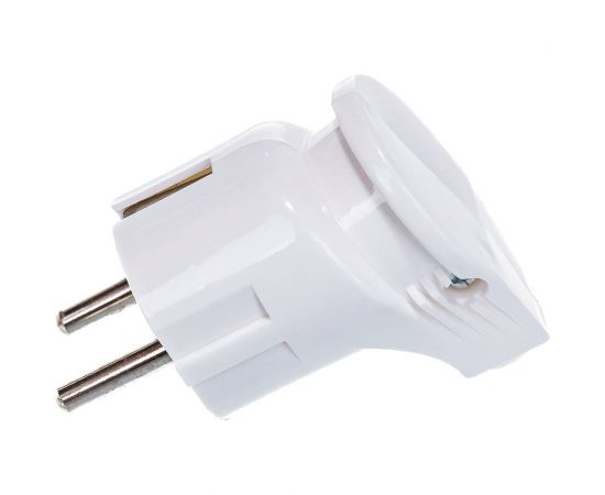 Разборная угловая вилка АБК-СИЛА с заземляющим контактом 16А 220В белая 2901007 