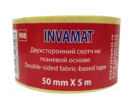 Двухсторонняя клейкая лента на тканевой основе INVAMAT 50x5 мм 908 
