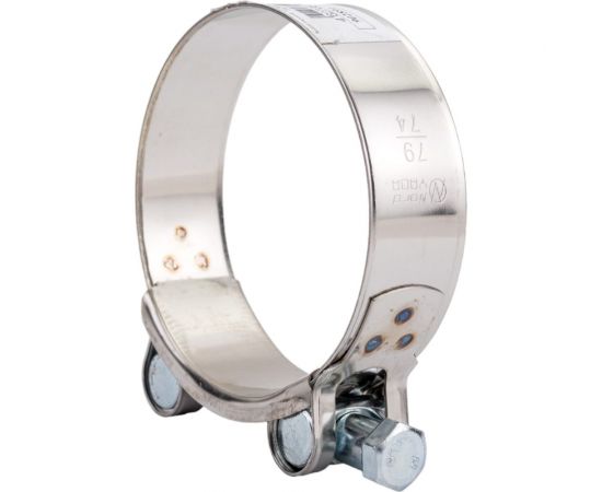 Силовой хомут Nord-Yada Д: 74-79 мм, Ш: 24 мм, Т: 0,8 мм, болт: М8х75, нерж. сталь 902891 – изображение 2