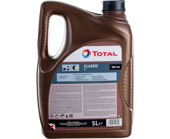Масло для 4-х тактных двигателей TOTAL CLASSIC 9 5W40, 5л 213696 – изображение 2