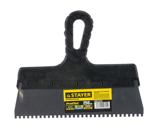 Нержавеющий зубчатый шпатель STAYER 250мм, зуб 4х4мм 1009-25-04 