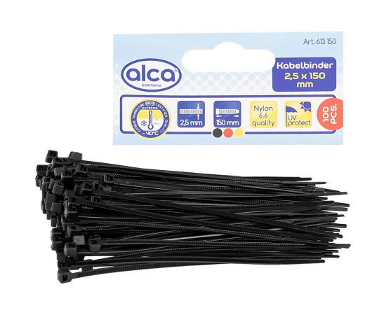 Пластиковая стяжка хомут Alca 2,5x150 мм, 100 шт. 613150 