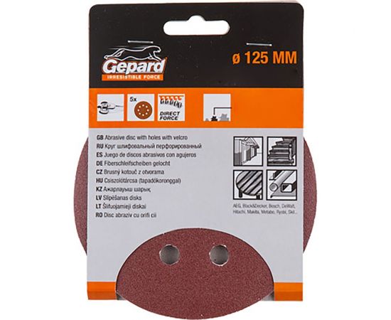 Шлифлист круглый самосцепляющийся 125 мм, Р180, 5 шт Gepard GP5001-180 – изображение 2