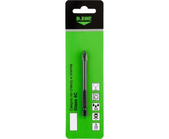 Сверло по стеклу и плитке Glass 4C 6x80 мм D.BOR D-DB-G4C-H-06 – изображение 2