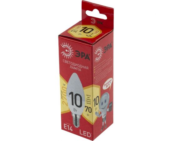 Светодиодная лампа LED B35 10W 827 E14 R диод, свеча, 10Вт, теплый свет, E14 Б0049641 – изображение 3