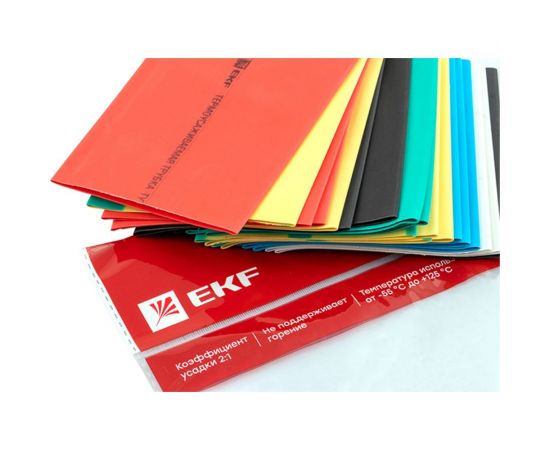 Термоусаживаемая трубка EKF ТУТ 50/25 набор: 7 цветов по 3шт. 100мм. PROxima tut-n-50 – изображение 6