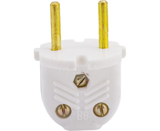 Разборная плоская электровилка Ливны-Электро В6-001 л/ш, белая В 6146л – изображение 2