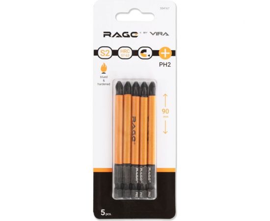 Биты магнитные PH2, 90 мм, 5 шт, S2 rage by VIRA 554167 – изображение 5