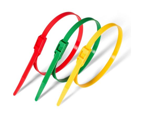 Разъемные стяжки с горизонтальным замком FORTISFLEX КСГ 8х400 желтые 74248 