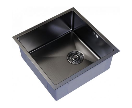 Подстольная мойка MIXLINE PRO 45x45, 3 мм, выпуск 3 1/2, 20 см, с сифоном, черный графит 547226 