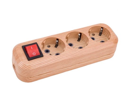 Розеточная колодка, 3 гнезда, с выключателем, сосна TDM SQ1806-0049 