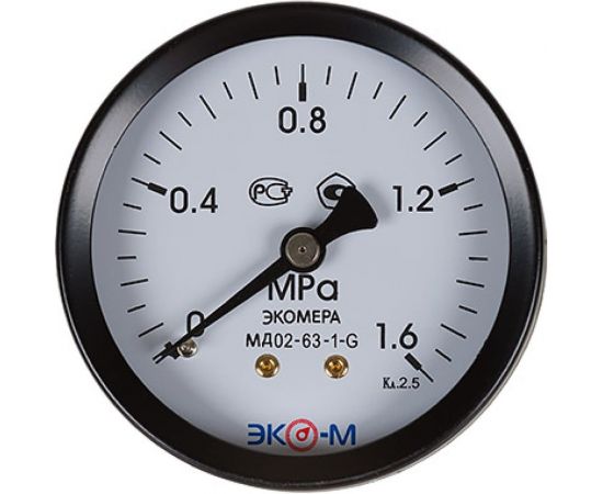Манометр ЭКО-М Экомера МД02-63 мм 0..1,6МПа G1\4 Осевой МД02-63-G-1,6МПа-ОИ 
