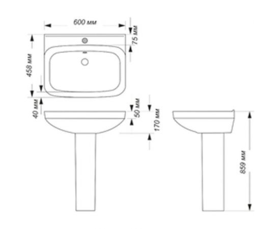 Умывальник SANITA NEXT 600x458 мм 00000068457 – изображение 3