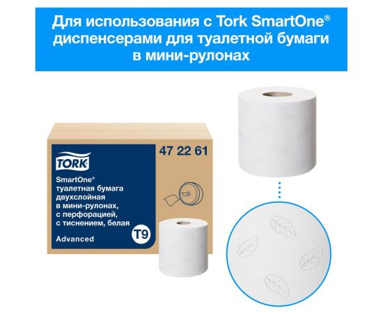 Туалетная бумага TORK SmartOne в мини рулонах Т9 (12 рул. в уп.) арт. 472261 25524 – изображение 4