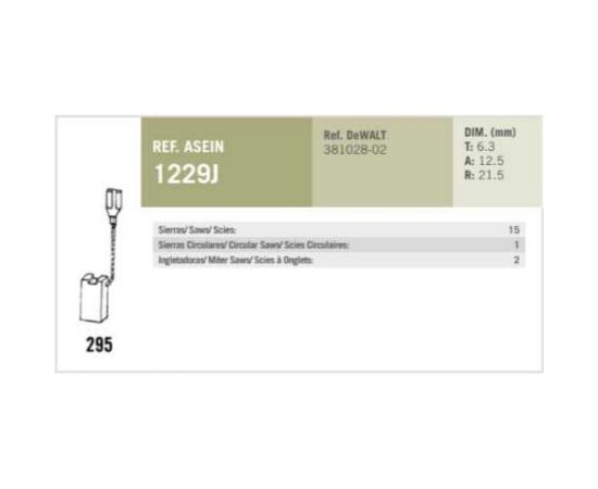 Комплект графитовых щеток 2 шт, Dewalt, OEM 381028-02/as Asein 1229J – изображение 3