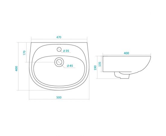 Умывальник Santek АНИМО 50 см 1.WH11.0.496, 00000040406 – изображение 5