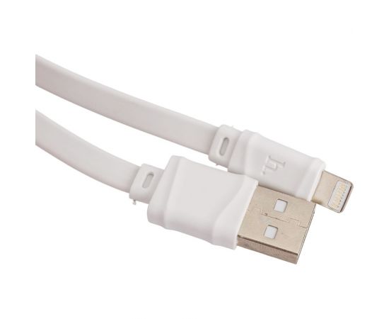 USB-кабель HOCO Bamboo AM-8pin Lightning 1 метр, 2.4A, ПВХ, плоский, белый 23753-X5iW – изображение 4