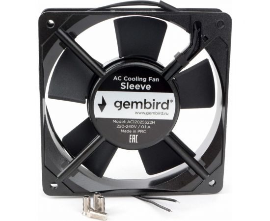 Вентилятор Gembird 120x120x25, AC, 220, втулка, 2 pin, провод 30 см, AC12025S22H 