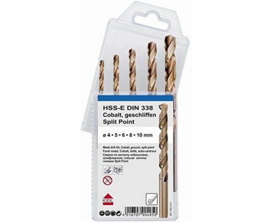 Наборы сверл по металлу кобальтовое, 4,0-10,0 мм, 5 шт., мягк.упак. KEIL 307350410 
