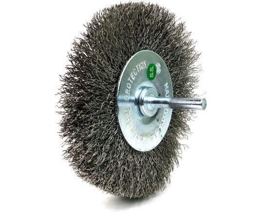 Щетка для дрели дисковая 100x20 мм, с хв-м 6 мм, гофрированная нержавеющая сталь 0.30 мм 13-186 EuroBrush EB-D100SS1 