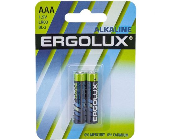 Батарейка Ergolux 1.5В LR03 Alkaline BL-2 LR03 BL-2 11743 