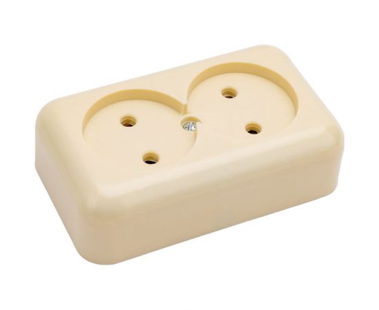 Розетка ООО Ливны-Электро РА 10-009 2-х местная, слоновая кость РА 1931 