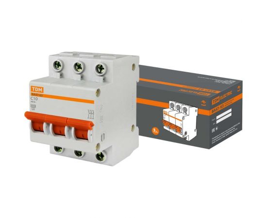 Автоматический выключатель TDM ВА47-63 3Р 10А SQ0218-0018 
