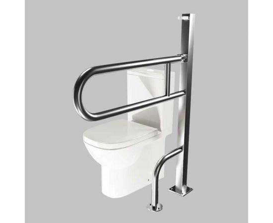 Поручень для унитаза Доминант откидной с креплением в пол (AISI 304 ) D-M1/03 