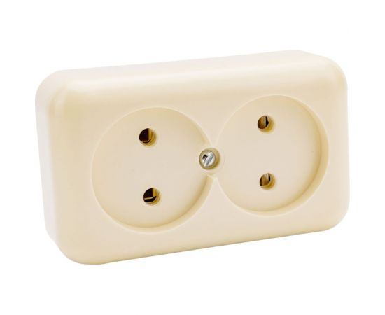 Розетка ООО Ливны-Электро РА 10-009 2-х местная, слоновая кость РА 1931 – изображение 3