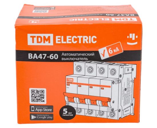 Автоматический выключатель TDM ВА47-60, 4Р, 63А, 6кА, характеристика С SQ0223-0131 – изображение 3
