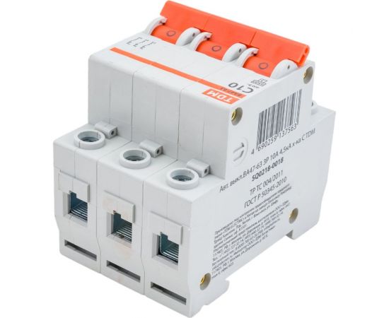 Автоматический выключатель TDM ВА47-63 3Р 10А SQ0218-0018 – изображение 2