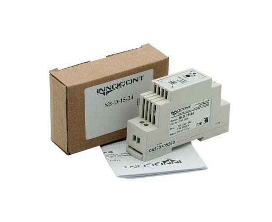 Блок питания INNOCONT -10 +50С, IP20, вход: 220VAC, 0.48А, выход: 15W, 24VDC, 0.63A, типы защиты: КЗ, перегрузка, перенапряжение SB-D-15-24 – изображение 5