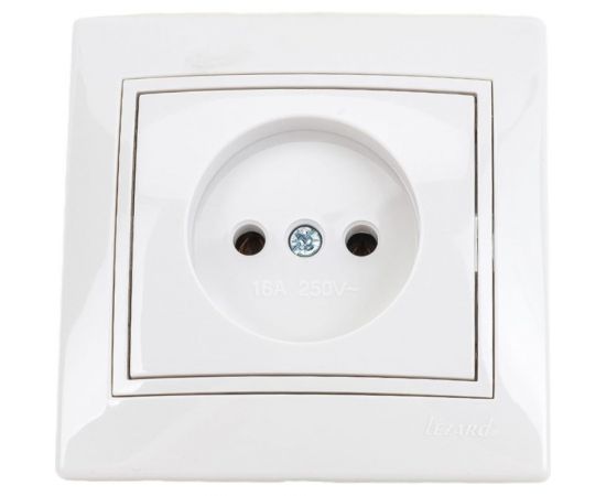 Розетка Lezard MIRA без заземления, ПБТ, белый, с белой вставкой 701-0202-121B 