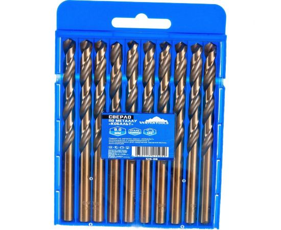 Сверло по металлу (10 шт; 8 мм; Р6М5К5) vertextools 515-08 