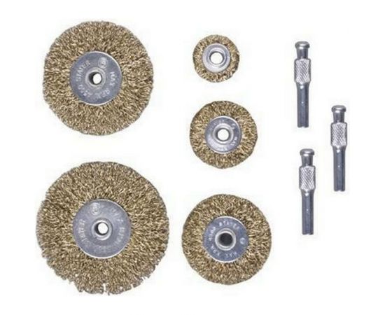 Набор щеток для дрели А9001, 5 штук, 25-75 мм, 3 державки, латунированные CNIC 39219 