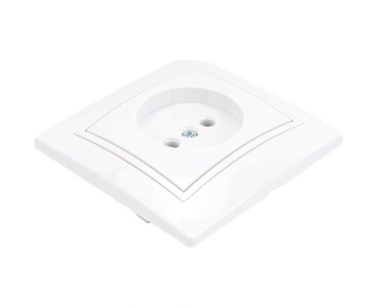 Розетка Lezard MIRA без заземления, ПБТ, белый, с белой вставкой 701-0202-121B – изображение 3
