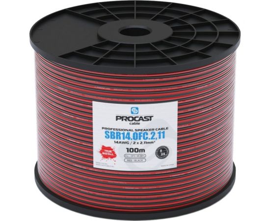 Акустический кабель PROCAST cable SBR 14.OFC.2,11.3, 14AWG 2x2,11mm2, красно-черный, 3 м НФ-00001758 – изображение 3