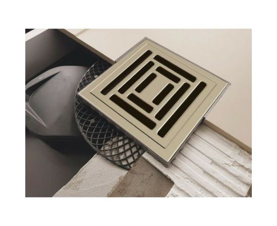 Напольный трап водосток BERGES PLATZ Uno 100х100, S-сифон, D50, H60, боковой выпуск, 42l/m 090169 – изображение 6