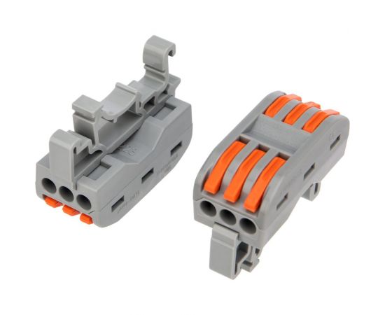 Проходная клемма REXANT СМК 222-423D 3-полюсная, с креплением на DIN-рейку 0,08-4 мм2 5шт 07-5238-05 