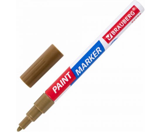 Лаковый маркер-краска BRAUBERG EXTRA paint marker 2 мм, золотой, улучшенная нитро-основа, 151972 