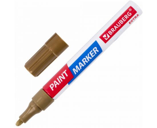 Лаковый маркер-краска BRAUBERG EXTRA paint marker 4 мм, золотой, улучшенная нитро-основа, 151981 