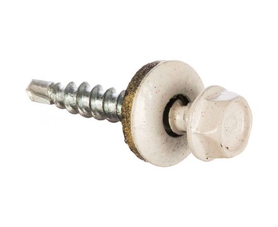 Кровельный саморез Tech-Krep КР сверло 4,8х28 RAL-9003 ярко-белый 60 шт, коробка с окном 124643 