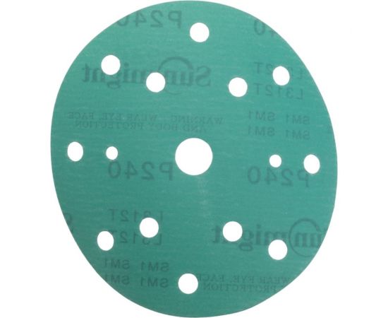 Круг шлифовальный FILM L312TV (100 шт; 150 мм; на липучке; 15 отв; зелёный; P240) SUNMIGHT 53012 