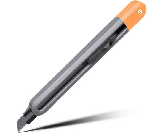 Технический нож DELI home series gray ht4009c сегментированное черное лезвие 9 мм, эксклюзивный дизайн, soft touch 112887 