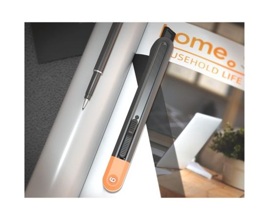 Технический нож DELI home series gray ht4009c сегментированное черное лезвие 9 мм, эксклюзивный дизайн, soft touch 112887 – изображение 4
